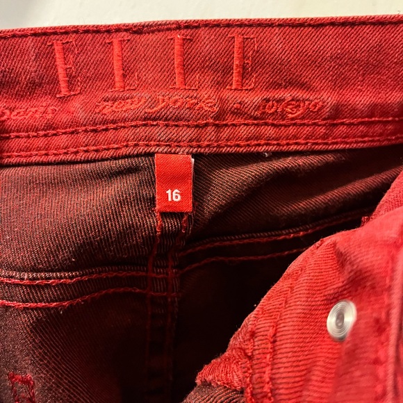 Elle- size 16- red stretch jeans, straight leg - Picture 3 of 3
